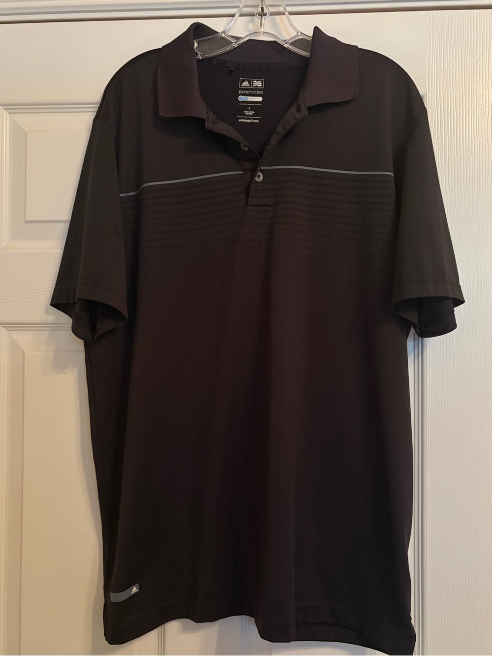 adidas Men's Black Polo with Subtle Gray Stripe